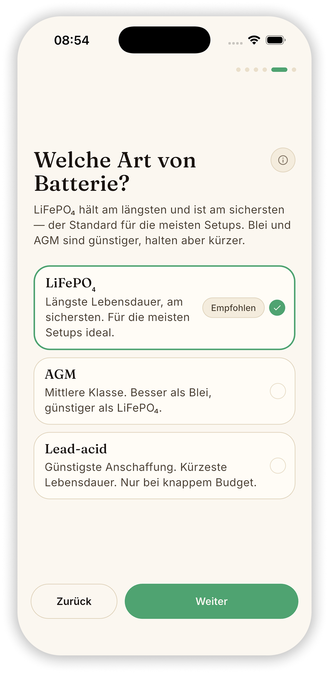 Step 3: choosing days of backup on the Backup screen.